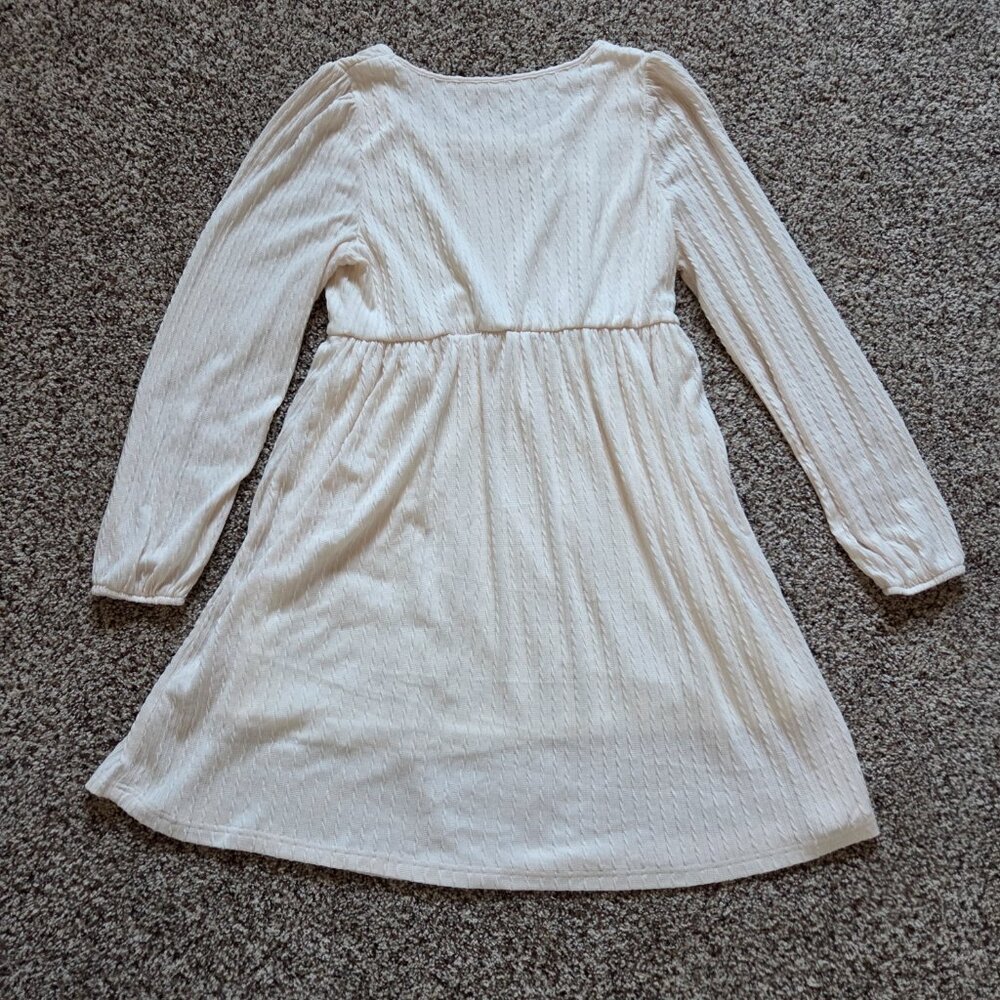 Cottagecore Dress Lg Cream Romantic Empire Waist Puff Sleeves Lined Square Neck - Picture 2 of 9
